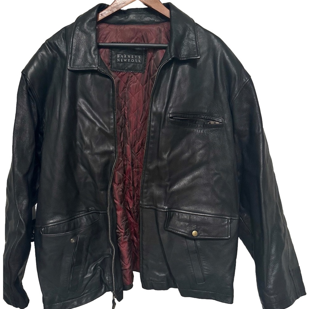 Barney’s New York Leather Vintage Coat XXL biker 90’s Jacket